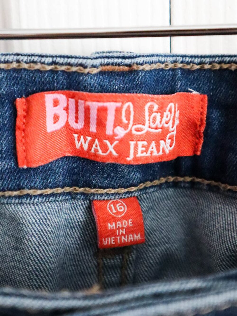 Wax Jeans Butt I Love You Skinny Jeans High Rise Tapered Leg Medium Wash Sz 16 - Picture 6 of 7